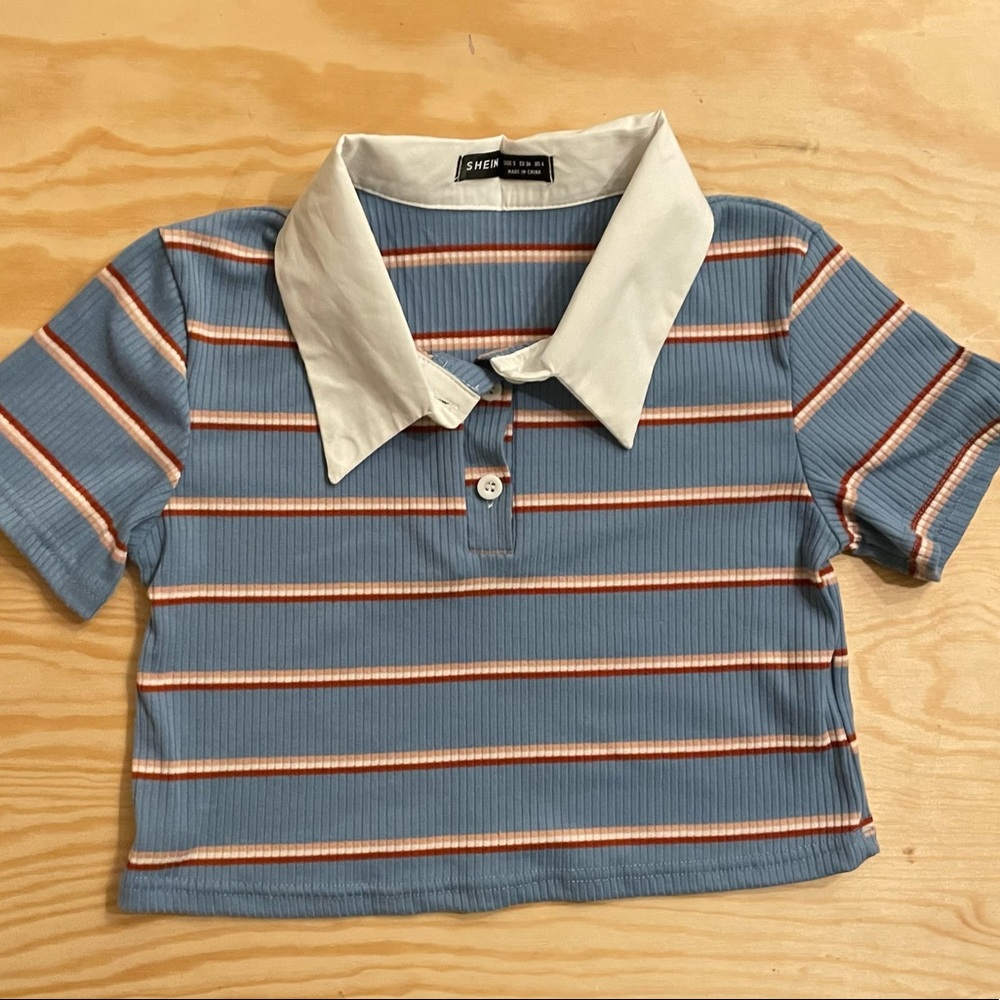 Collared Crop Top Shirt